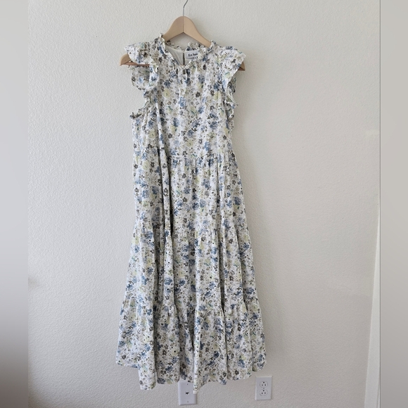 EN SAISON White Eliza Floral Print Tiered Midi-Dress size Medium - Picture 4 of 16